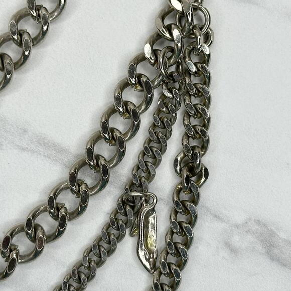 Chunky Draped Charm Chain Belt Silver Tone Y2K Festival One Size ✨ - Picture 6 of 16